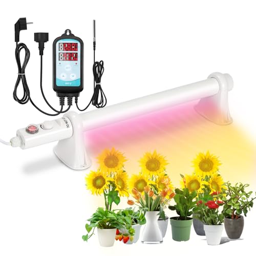 Eulenke Chauffage de serre 90 W - Chauffage électrique pour serres - Avec thermostat - Zone de chauffage 5 m² - IP44 - Chauffage de serre pour serre, jardin, cave à vin