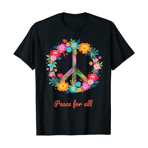 Peace for All Design Hippie Costume Tie Die 60s 70s T-Shirt Cover