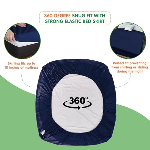 Image of Cotton Feel Terry 72x48 inch Ultra Soft Waterproof Mattress Protector King Size | Breathable Hypoallergenic Mattresses Cover for King Size Bed (DarkBlue)