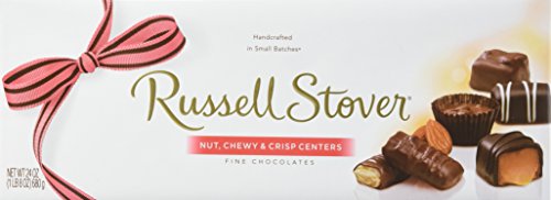 Russell Stover Fine Chocolates - Nut, Chewy & Crisp Centers, 24 Ounce Box, An Assortment of Nutty, Chewy, and Crispy Milk and Dark Chocolate Covered Candies