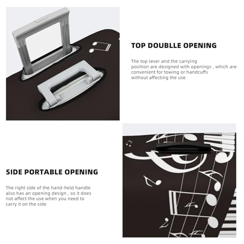 Piano Keys With Musical Notes For Travel Luggage Cover Suitcase Protector Fits 18-32 Inch Travel Luggage Protector Elastic Luggage Anti-Scratch Suitcase Cover3