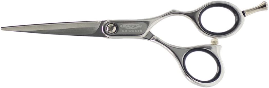 Cricket Logo Silver Series Hair Cutting Shears - Professional Barber Scissors, 5.25” Ultra Lightweight, Japanese Stainless Steel Blades, Aluminum Handles, Ergonomic Grip, Haircut Scissors for Stylists