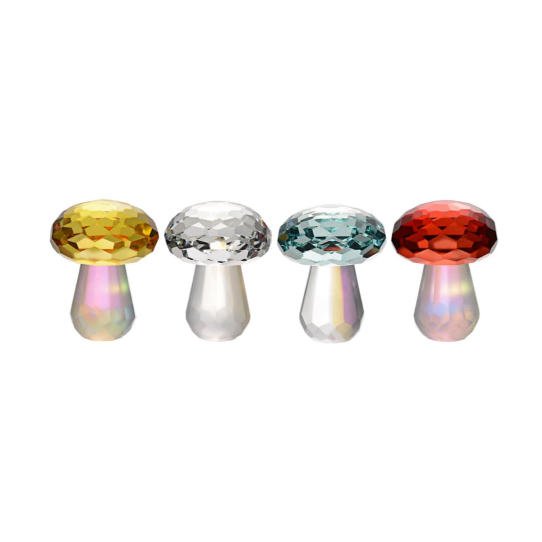 Champignons en cristal sculptés main lot de 4 figurines verre design
