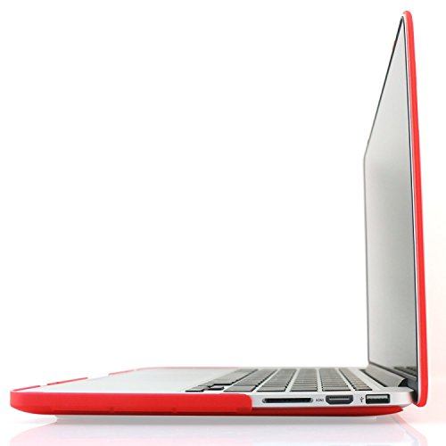 Image of Heartly Premium MacBook Flip Thin Hard Shell Rugged Armor Hybrid Bumper Back Case Cover for MacBook Pro 15 inch inch - Hot Red
