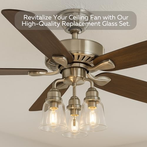 Image of LIGHTACCENTS Clear Glass Ceiling Fan Light Covers - Replacement Lamp Shades for Ceiling Fixtures - Fan Light Globes for LED or Incandescent Bulbs - 4-Pack Clear Dome Set