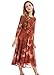 ACMOLIN Tween Girls Maxi Dress Fall 2025 Fashion Elegant Long Sleeve Floral Printed Party Dress 6-15 Years (Brown, 8-9T)