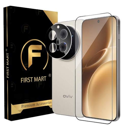 Image of FIRST MART Military-Grade Tempered Glass for Vivo X300 Pro With Black Camera Lens Protector & Installation Kit | Edge to Edge Coverage, Case Friendly, Anti-Scratch | Black