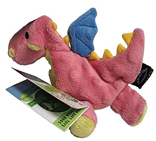 goDog Dragon with Chew Guard Technology Tough Plush Dog Toy, Small, Coral