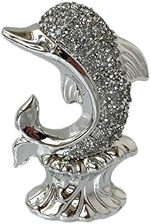 Silver Sparkle Dolphin Ornament Crystal Diamante Ceramic Decorative Figure Gift