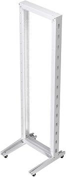 NavePoint 42U 2 Post Rack Open Frame Server Rack for 19 Inch Equipment, AV, Networking, Data & IT Devices, 2-Post Rack 42U with Wheels, 661lbs Weight Capacity, White