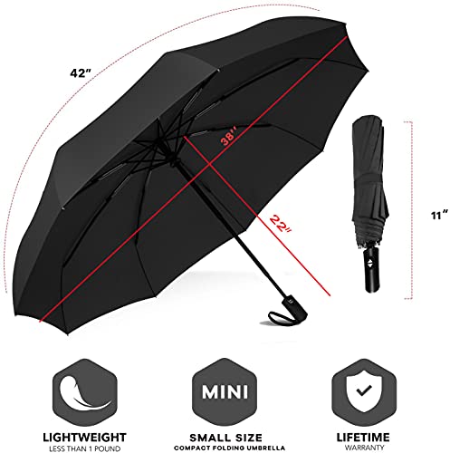 Image of SIEPASA Two Pack The Original Portable Travel Umbrella for Rain Windproof, Perfect Car Golf Umbrella, Backpack, and On-the-Go.(Black & Navy Blue, 2 Pack)