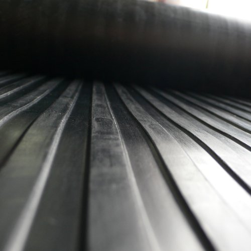 Rubber-Cal Wide Rib Corrugated Rubber Floor Mat - 1/8" Thick x 3ft x 2.5ft Roll