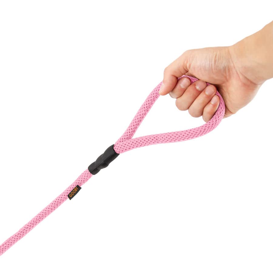 Image of Gooby Mesh Leash, Pink, 4 FT | Climbers-rope core, polyester mesh; 4 ft; All-weather; Bolt-snap clasp; Machine washable; Mix-and-match