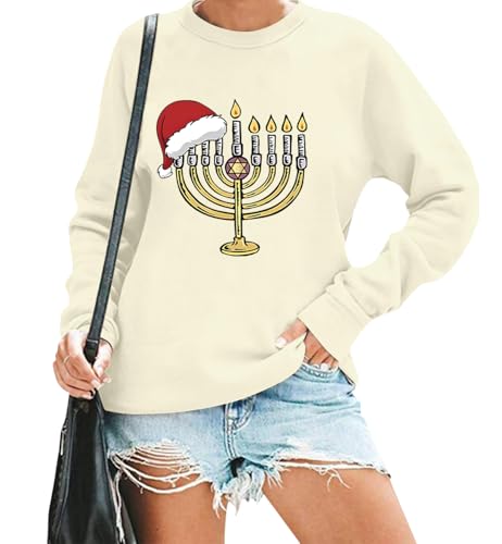 Christmas-Hanukkah-Sweatshirt-Jewish-Hanukkah-Sweatshirt-Hanukkah-Sweater-Christmas-Holiday-Hanukkah-Pajamas-Women