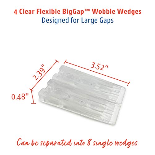 Wobble Wedge BigGap Flexible Plastic Shims, Made in USA, Multipurpose Wedges for Home Improvement & Work, Leveling Pads for Large Gaps & Heavy Loads, Furniture Appliance Levelers - 4 Pack