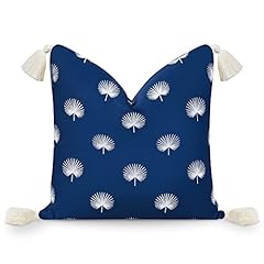 Navy Blue Palm Leaf Tassel 18"x18"