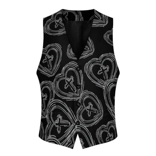 Crosss In Heart Christian Men's Suit Vests Business Formal Dress V-Neck Waistcoat Tops with 2 Pockets4