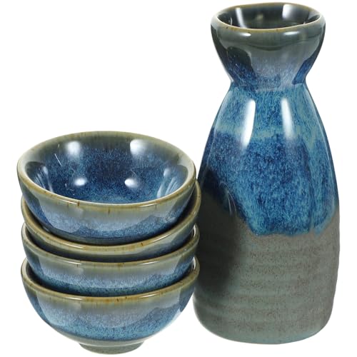 Catálogo para Comprar On-line Botellas y juegos de sake comprados en linea. 44 DECHOUS Juego de Sake Cerámico Tradicional Japonés 5 Piezas Tetera Vintage y 4 Tazas Negras, Set para Sake y Vino Japonés Adecuado para Hogar, Restaurantes y Obsequio Elegante