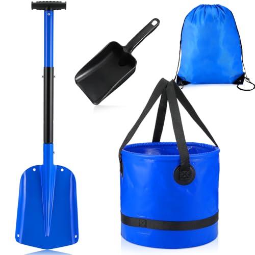 Relaxgiant 4 Pcs Beach Sand Castle Tools Kit Include Big Collapsible Aluminum Sand Shovel, 16 L Foldable Bucket, Super Scoop and Drawstring Pocket for Adults Summer Build Sandcastles by Relaxgiant - Used condition - US$42.29