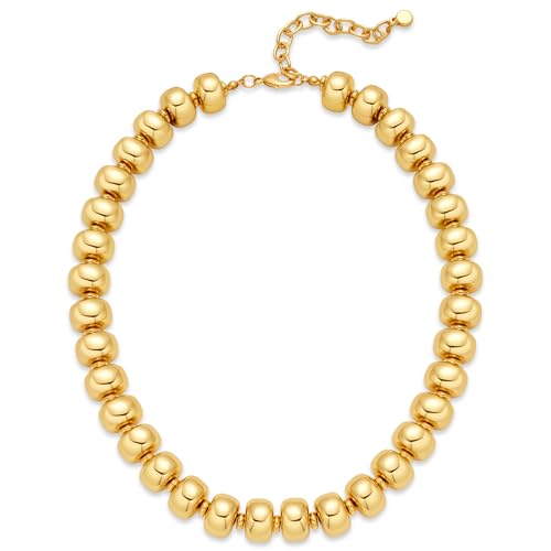 LILIE&WHITE Chunky Gold Beaded Necklaces for Women Chic Beach Collar Necklace Trendy Beaded Statement Necklace Jewelry Gift for Couple