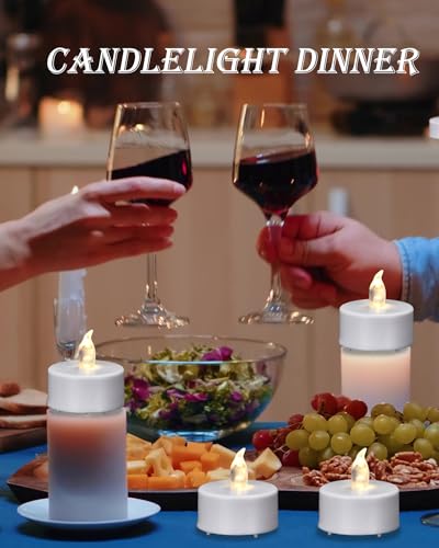 Image of Tea Lights Candles Battery Operated with Remote Control, 24Pcs WarmWhite | Flickering Flameless Candle with Timer, Long Lasting 400+ Hours Led Electric Candle for Home Decor, Wedding, Party