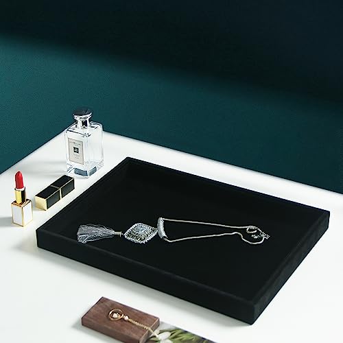 Image of Coward 2Pcs /Set Black Velvet Stackable Jewerlry Organizer Tray Velvet Blank Tray Holder for Beads Bracelets Necklaces Earrings Store Selling or Home Show