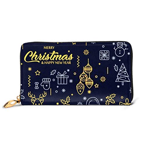 Preisvergleich Produktbild JHGFG Mode Handtasche Reißverschluss Brieftasche Vektor Nahtloses Muster Weihnachtselemente Neues Telefon Kupplung Geldbörse Abendkupplung Blockieren Leder Brieftasche Multi Card O.