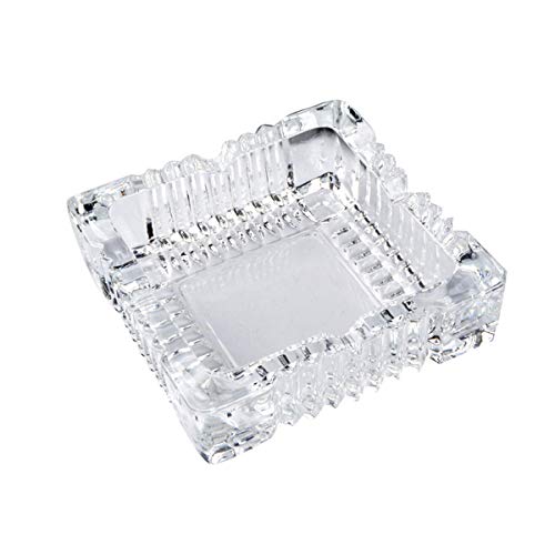 Uotyle Cenicero de cristal cuadrado, cenicero de cristal para fumar, para sala de estar, oficina, interior, restaurante, cenicero de cigarros, regalo para hombres, vidrio, Small