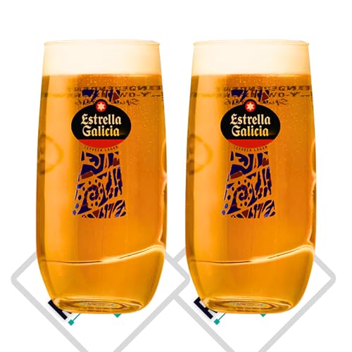 Roxley Estrella Galicia Pint-Glas mit Nikülierung, 56 cl, 2 Stück