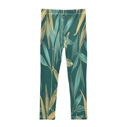 Bolaz Toddler Girls Leggings Printed Yoga Pants Leggings Yellow Blue Leaves for Kids2