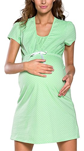 Preisvergleich Produktbild Italian Fashion IF Damen Umstandskleidung Stillnachthemd J4J 0114 (Grün, XXL)