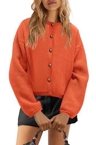 Image of Yanekop Womens Sherpa Jacket Button Down Fleece Winter Coat Fuzzy Jackets Chunky Cardigan Sweaters Open Knit Sweater