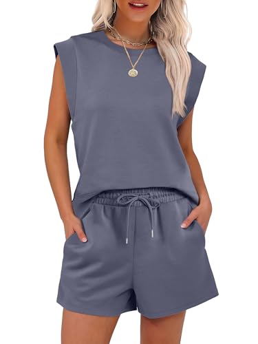 Image of ANRABESS Two Piece Sets for Women 2026 Summer Short Lounge Set Casual Beach Vacation Outfits Spring Sweatsuits Tracksuit