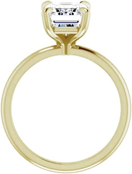 Radiant Cut Moissanite Solitaire Engagement Ring, 3ct, 10k Yellow Gold