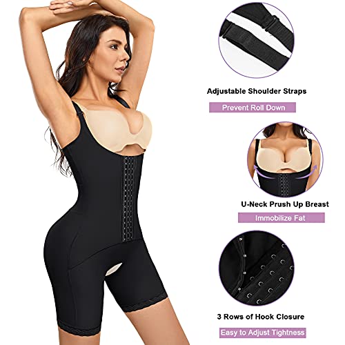 Yerkoad Shaper Bodysuit For Women, High Waist Double Tummy Control Shapewear Butt Lifter Fajas Waist Trainer Shorts(Medium, Black) #TOP1