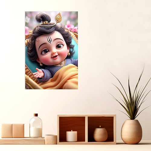 Image of Twinster Bal krishna Posters Photo for Pregnant Women, Baby Poster Self Adhesive (Size 45 cm by 30 cm) Pack of 1 (Design 24)