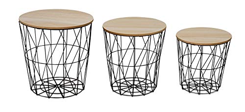 levandeo 3er Set Beistelltisch Metall Metallkorb Drahtkorb Schwarz Couchtisch Deckel Aufbewahrung Design Deko Tisch Home levandeo 3er Set Beistelltisch Metall Metallkorb Drahtkorb Schwarz Couchtisch Deckel Aufbewahrung Design Deko Tisch Home