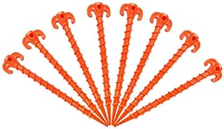 Canopy Stakes Canopy Anchors Beach Tent Stakes Heavy Duty Screw Shape 25 cm 10 inch - 8 Pack Orange Tent Stake for Outdoor Hiking Camping