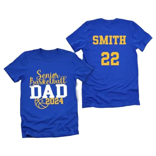 Personalized Senior Basketball Dad Shirt 2024, Basketball Dad Custom Two Sided Shirt, Basketball Dad Custom Name and Number Shirt, Fathers Day Basketball Dad Custom Shirt Multicoloured