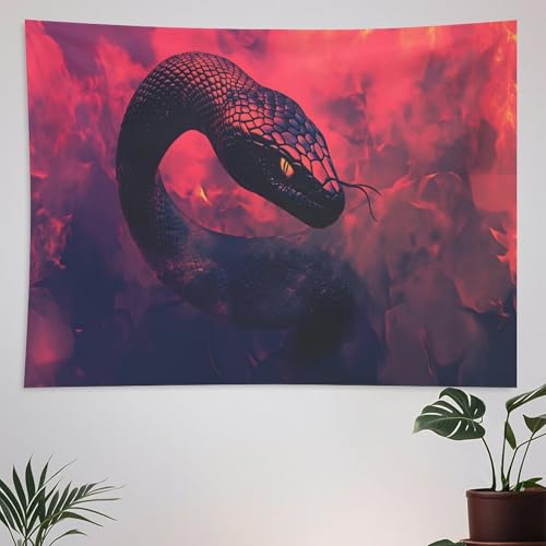 HSZHSZ Red Black Snake Scale Wall Tapestry,Art Tapestries Wall Hanging