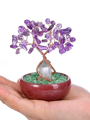 JOVIVI Amethyst Crystal Tree Spiritual Gifts for Wonen Purple Healing Crystals Gemstone Tree of life Feng Shui Tree Ornament for Home house Decor - Image 3
