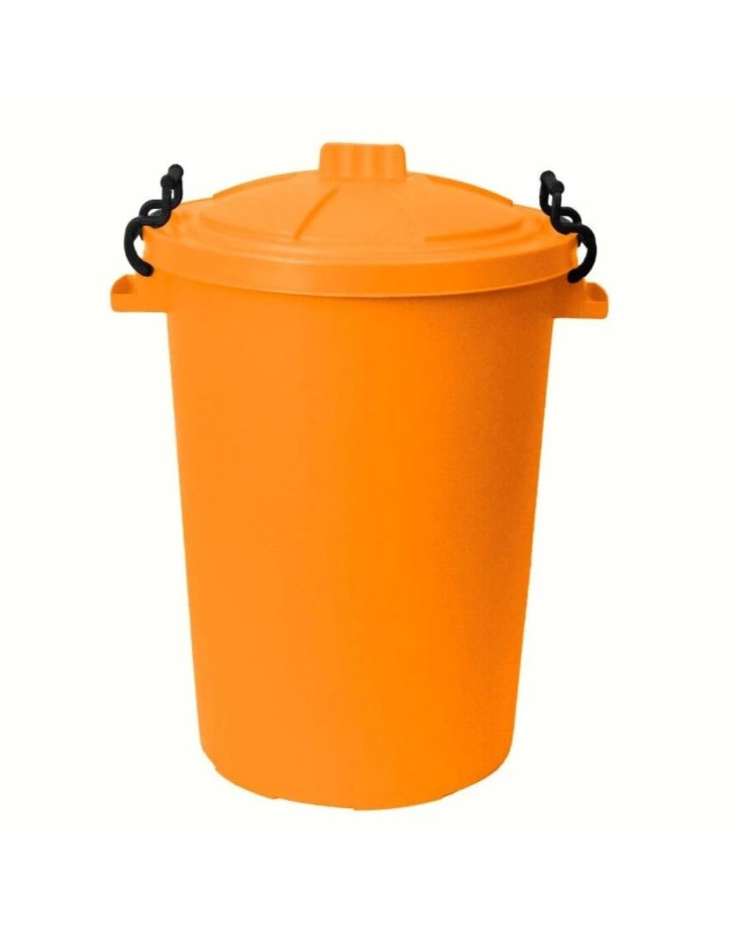 ORGANIZED 90L Heavy Duty Plastic Bin with Clip Lock Lid for Durable Storage and Waste Bin for Garden Animal Feed and Recycling Food Grade Weather Resistant Container - Orange