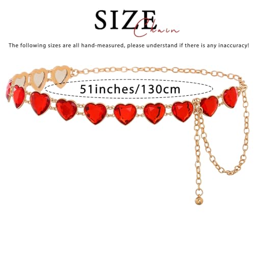 ELABEST Red Gem Chain Belt Rhinestone Cosplay Costume Waist Chain for Women4