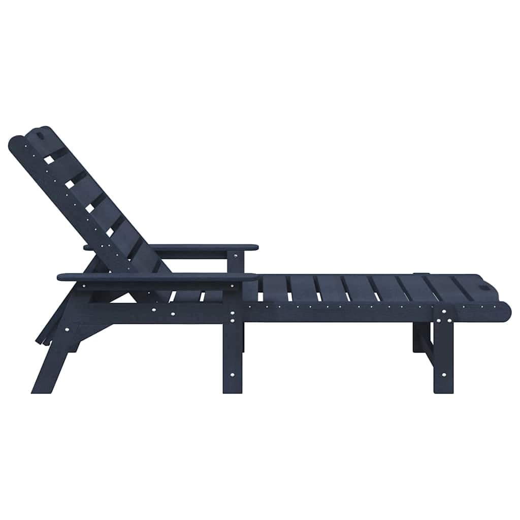 Set di 2 lettini prendisole blu navy, 195,5 x 53 x 98,5 cm, in polietilene, robusto lettino relax con schienale regolabile, per giardino, terrazza e piscina