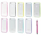 iPhone 5 Case, iPhone 5S Case, Costyle 9pcs/9 Colors Scratch-Resistant Slim Thin Clear Transparent Back Cover Skin with Bumper and Anti Dust Dock Charger+Ear Port Plug for iPhone 5 5S SE 5GS 4