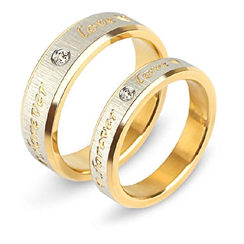 Bague couple alliance bicolore en acier inoxydable et zircone Forever Love