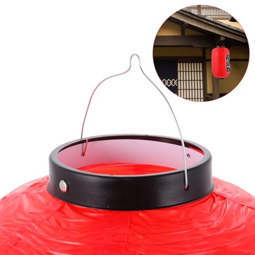 Image of Japanese Style Lantern Waterproof PVC Hanging Lantern Red for Izakaya, Tavern, Sushi Restaurant Decoration for Indoor Outdoor (9.45 X 9.45 X 20.87 Inches)