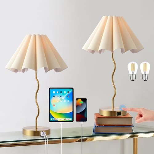 EOEYYOYB Table Lamps for Bedroom Living Room Gold Lamps Set