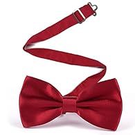 Luxurious satin finish give this tie a slight sheen Adjustable neck strap to fit all sizes, bow tie size 12cm x 6cm/4.7inch x 2.4inch; adjustable strap length 21cm/8.3inch to 45cm/18inch Perfect for weddings, dinner parties, functions and other event...