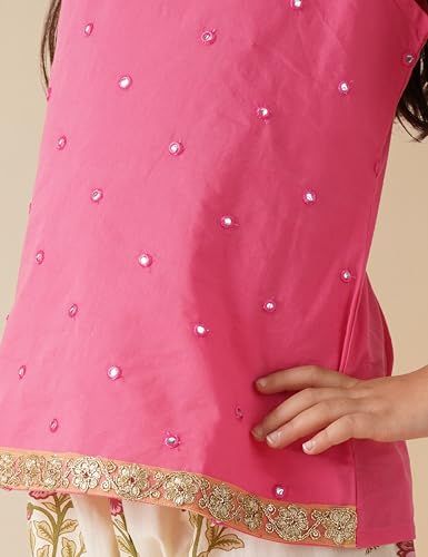 Image of Amazon Brand - Symbol Kids Girls Pure Cotton Kurta Sharara Set (2 pcs) | Ethnic Wear